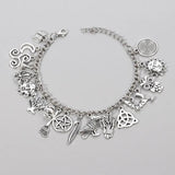 Silver Plated Charm Bracelet with Gemstones Pendant