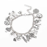 Silver Plated Charm Bracelet with Gemstones Pendant