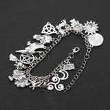 Silver Plated Charm Bracelet with Gemstones Pendant