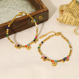 Hexagonal Beads Steel Bracelet Crystal Charms 18K P
