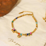 Hexagonal Beads Steel Bracelet Crystal Charms 18K P