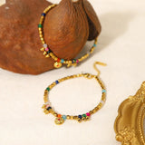 Hexagonal Beads Steel Bracelet Crystal Charms 18K P