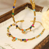 Hexagonal Beads Steel Bracelet Crystal Charms 18K P