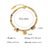 Hexagonal Beads Steel Bracelet Crystal Charms 18K P