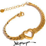 Heart Cuban Chain Stainless Steel Bracelet