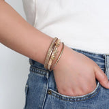 Boho Charm Leather Bracelet with Starfish Shell & Crystal Beads