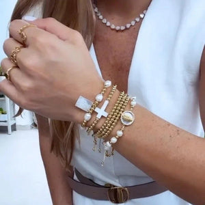 Virgin Mary Guadalupe Charm Freshwater Pearl Bracelet