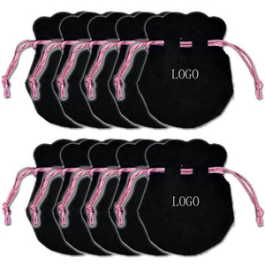 10PCS Pink Ribbon Flannel Bag Pouch For Jewelry Organizer