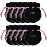 10PCS Pink Ribbon Flannel Bag Pouch For Jewelry Organizer