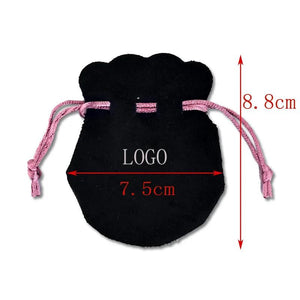 10PCS Pink Ribbon Flannel Bag Pouch For Jewelry Organizer
