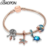 Crystal Romantic Charm Bracelet With Silver Heart Beads for Women