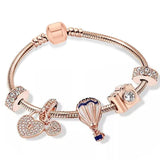 Crystal Romantic Charm Bracelet With Silver Heart Beads for Women