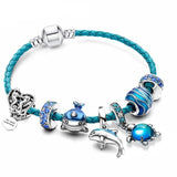 Crystal Romantic Charm Bracelet With Silver Heart Beads for Women