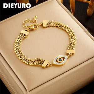316L Stainless Steel Retro Eyes Charm Bracelet For Women