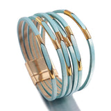 Multilayer Red Flag Leather Bracelets for Women