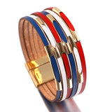 Multilayer Red Flag Leather Bracelets for Women