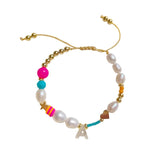 KKBEAD 26 Initial Bracelet for Women Shell Letter A~Z Alphabet Natural Pearl Jew