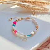 KKBEAD 26 Initial Bracelet for Women Shell Letter A~Z Alphabet Natural Pearl Jew
