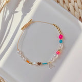 KKBEAD 26 Initial Bracelet for Women Shell Letter A~Z Alphabet Natural Pearl Jew