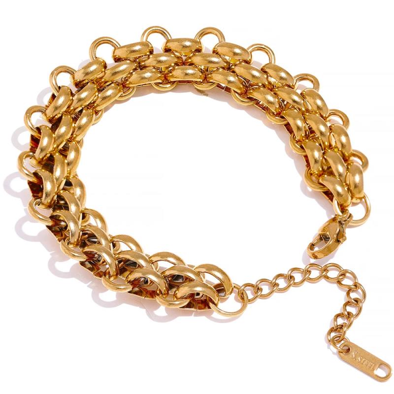 Stainless Steel 18k Cuban Chain Bracelet Bangle