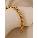 Stainless Steel 18k Cuban Chain Bracelet Bangle