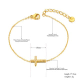 Religious Cross Charm Bracelet Classic Stainless Steel Cubic Zirconia