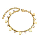 Neo-Gothic Stainless Steel Disc Charm Bracelet CZ Crystal Bohemian Beach Jewelry