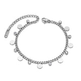 Neo-Gothic Stainless Steel Disc Charm Bracelet CZ Crystal Bohemian Beach Jewelry