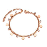Neo-Gothic Stainless Steel Disc Charm Bracelet CZ Crystal Bohemian Beach Jewelry