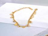 Neo-Gothic Stainless Steel Disc Charm Bracelet CZ Crystal Bohemian Beach Jewelry