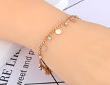 Neo-Gothic Stainless Steel Disc Charm Bracelet CZ Crystal Bohemian Beach Jewelry