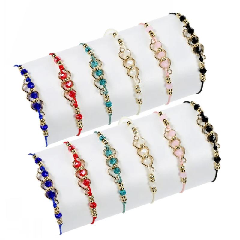 12pcs Heart Charm Bracelets Set for Women Girls, Braided Rope Wristband Anklets