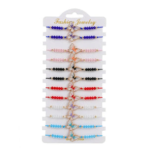 12pcs Butterfly Animal Charms Crystal Beads Bracelet Anklets