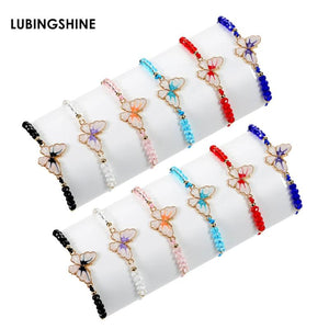 12pcs Butterfly Animal Charms Crystal Beads Bracelet Anklets
