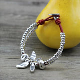 Anslow Charm Leather Braclet Wristband Rope Chain Gift