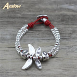 Anslow Charm Leather Braclet Wristband Rope Chain Gift