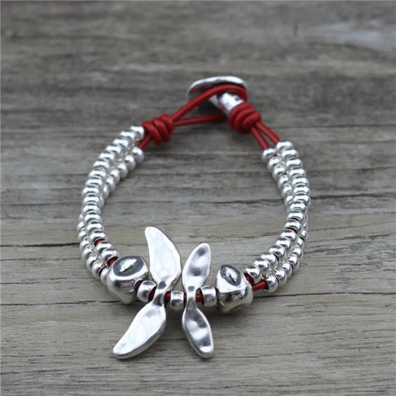 Anslow Charm Leather Braclet Wristband Rope Chain Gift