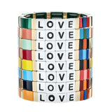 Bohemian Rainbow Elastic Stretch Bracelet Stack Letter Love Metal Alloy Bead