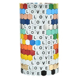 Bohemian Rainbow Elastic Stretch Bracelet Stack Letter Love Metal Alloy Bead