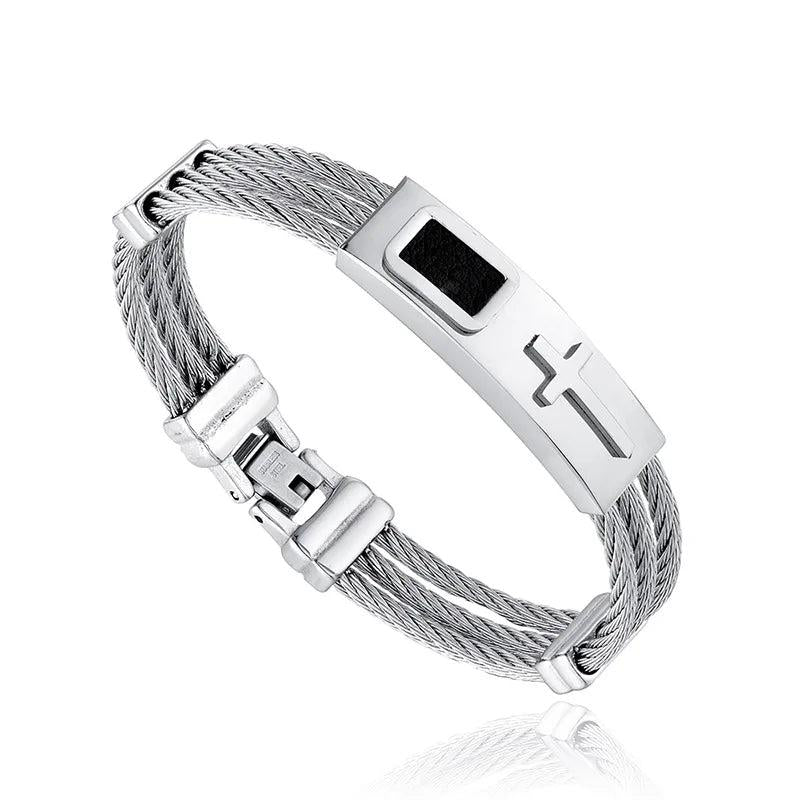 Vintage Cross Bracelet Men's Charm Jewelry Religious Bracelet