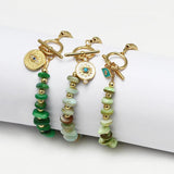 Natural Stone Beads Bracelet with Evil Eye Charm for Women