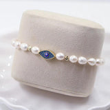 Freshwater Pearl Evil Eye Bracelet Charm Bangle Jewelry Gift