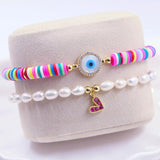 Freshwater Pearl Evil Eye Bracelet Charm Bangle Jewelry Gift