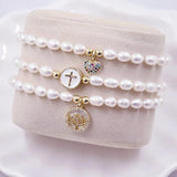 Freshwater Pearl Evil Eye Bracelet Charm Bangle Jewelry Gift