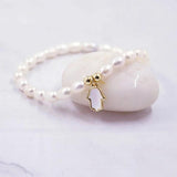 Freshwater Pearl Evil Eye Bracelet Charm Bangle Jewelry Gift