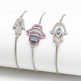 Colorful Zircon Evil Eye Bracelet for Women Girls Men
