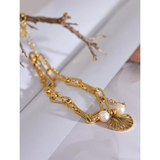 Natural Pearl Shell Chain Bracelet Bangle for Women