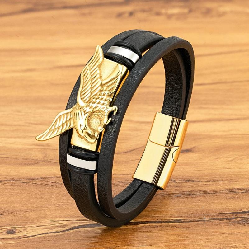 Eagle Multi-Layer Leather Bracelet with Magnetic Clasp