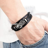 Eagle Multi-Layer Leather Bracelet with Magnetic Clasp