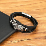 Eagle Multi-Layer Leather Bracelet with Magnetic Clasp